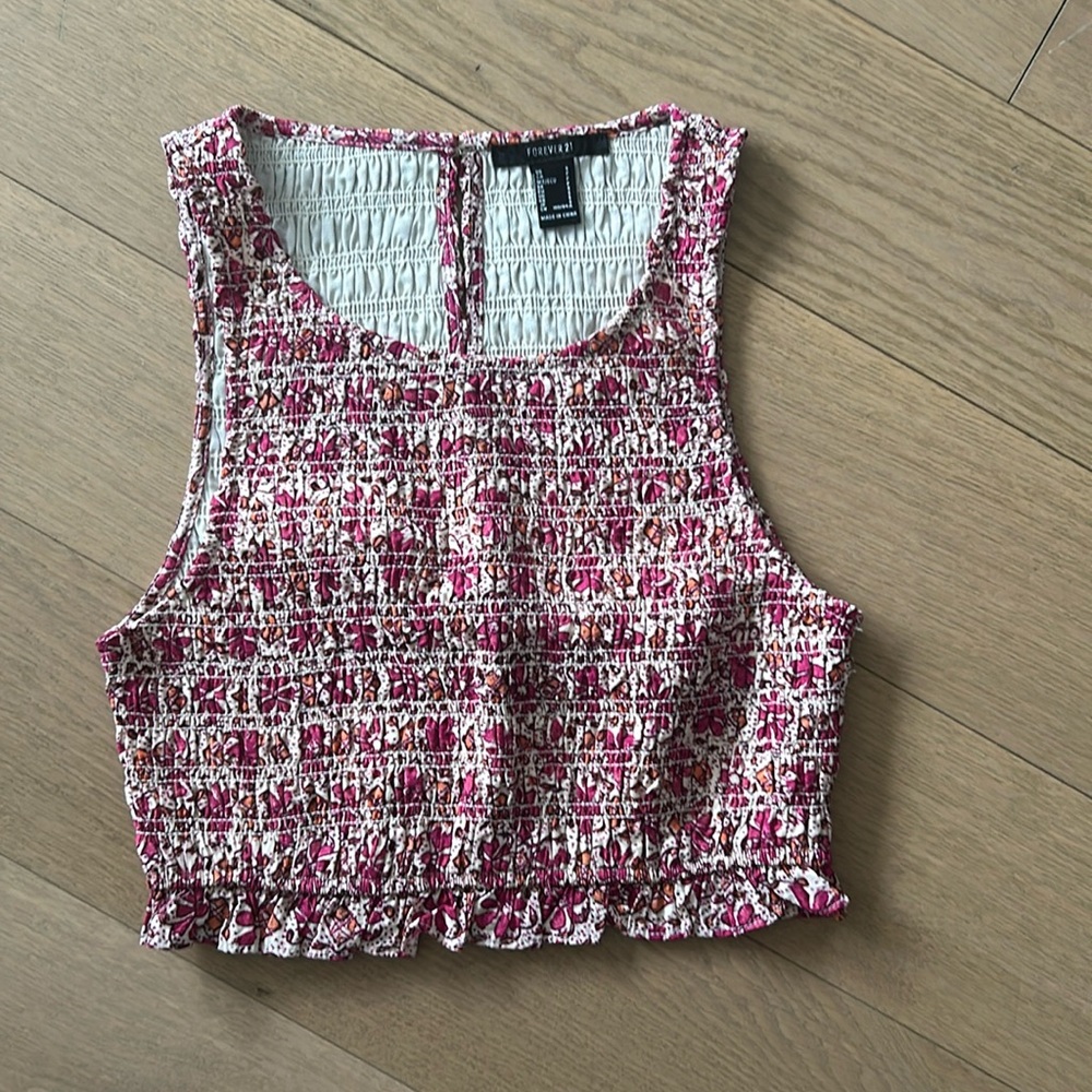 Cropped floral tank